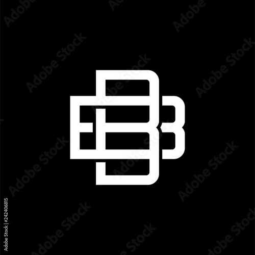 Initial letter B and B, BB, overlapping interlock monogram logo, white color on black background