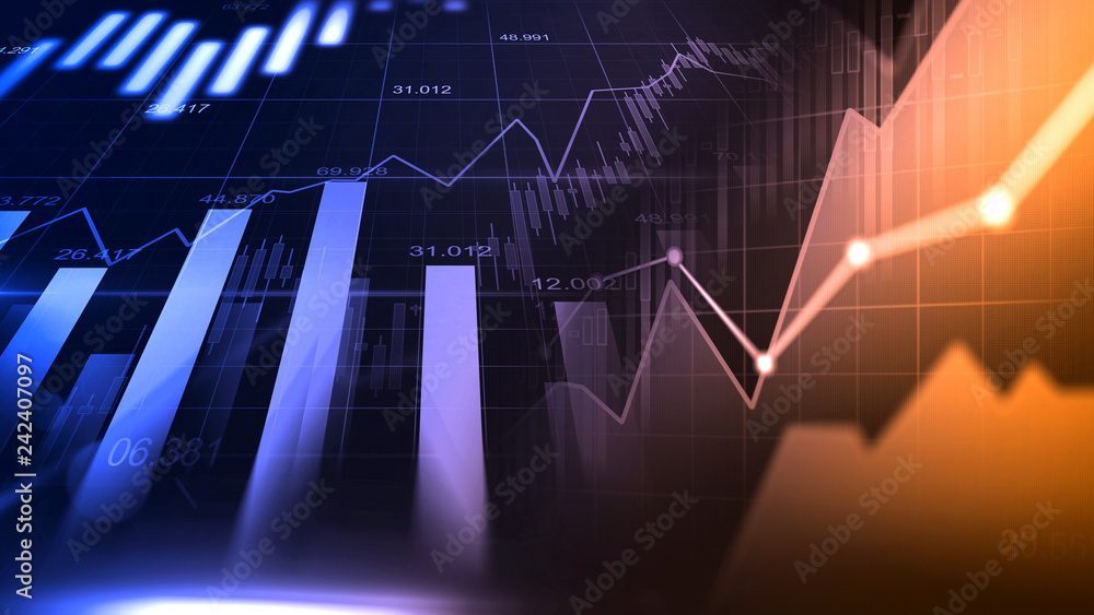 Naklejka premium Stock market or forex trading graph in graphic concept
