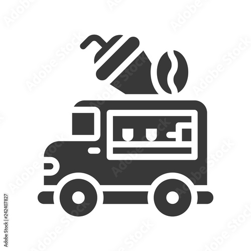 Coffee van truck vector, Food truck solid style icon