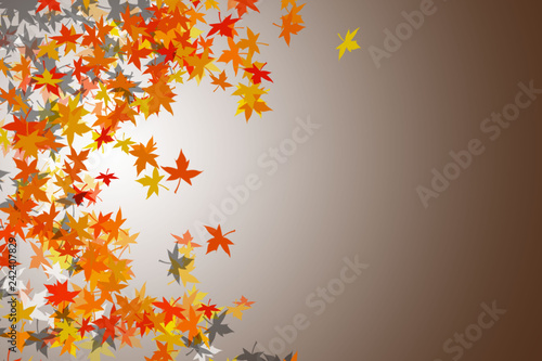 Yellow and red leaves in autumn background.