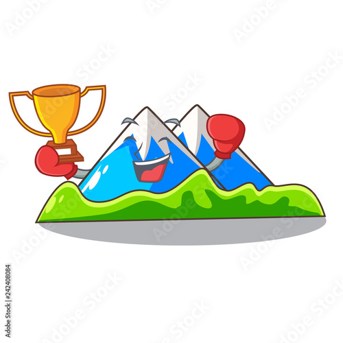Boxing winner mountain cartoon images are very beautiful
