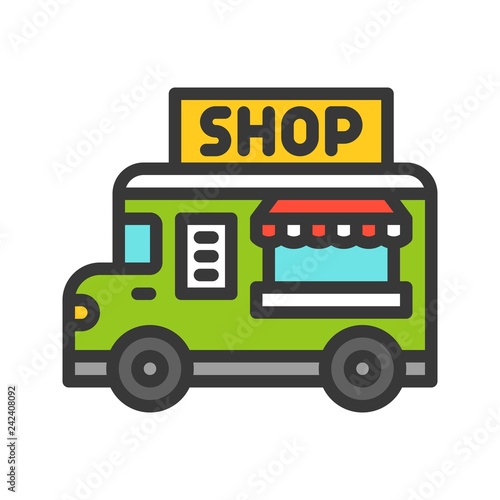 Food truck vector,filled style editable stroke icon © lukpedclub