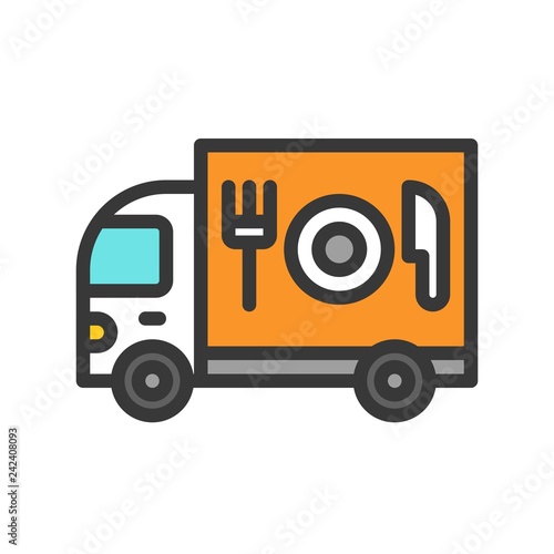 Food truck vector,filled style editable stroke icon