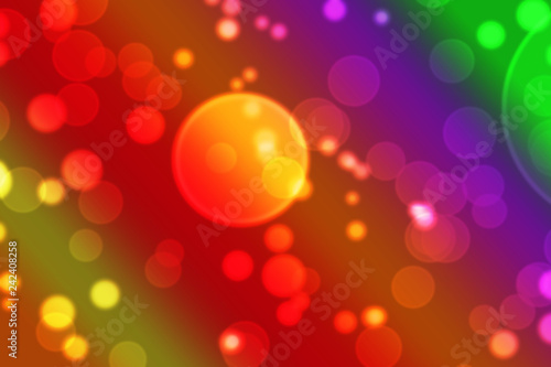 Abstract colorful circular bokeh background of Christmas Light.