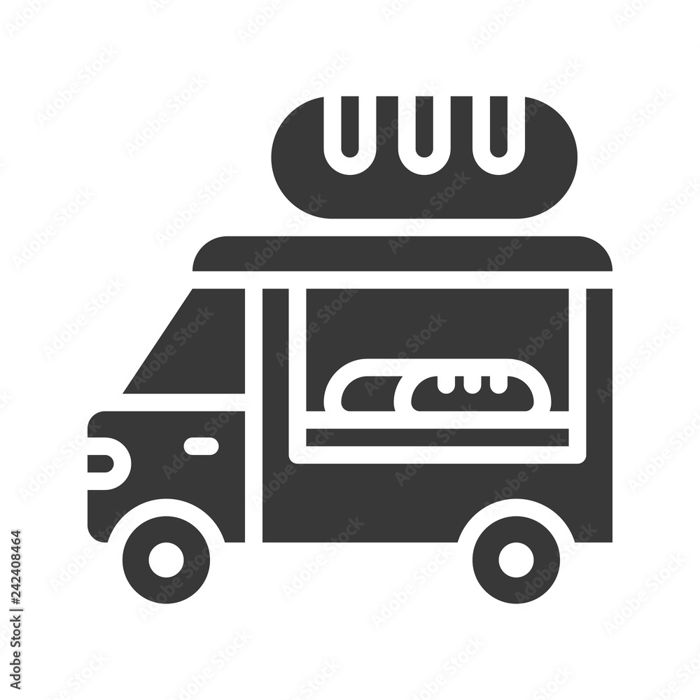 Bread truck vector, Food truck solid style icon Bread truck vector, Food truck solid style icon