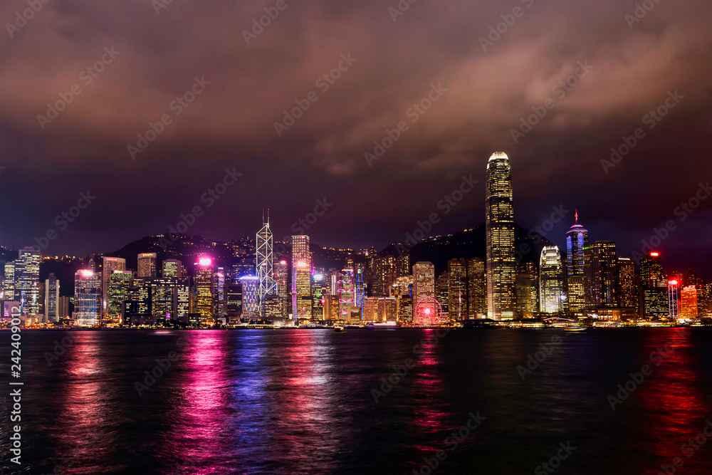 a night view of Hong Kong skyline