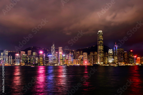 a night view of Hong Kong skyline © hakriest