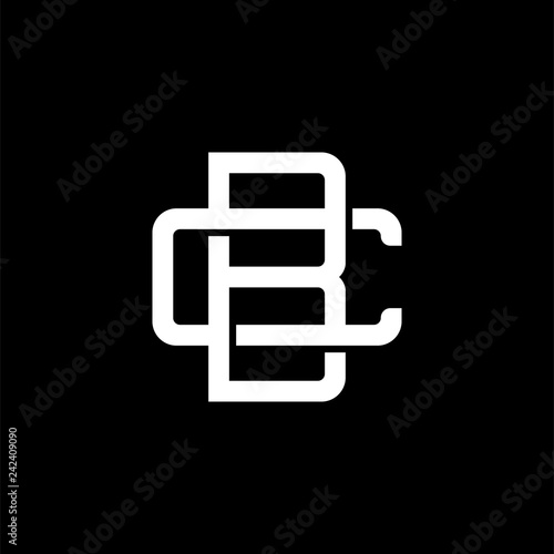 Initial letter C and B, CB, BC, overlapping interlock monogram logo, white color on black background