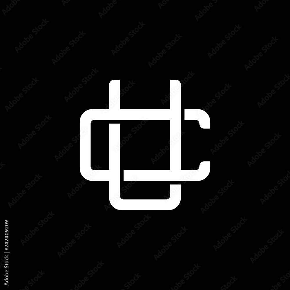 Initial letter C and U, CU, UC, overlapping interlock monogram logo, white color on black background Initial letter C and U, CU, UC, overlapping interlock monogram logo, white color on black background