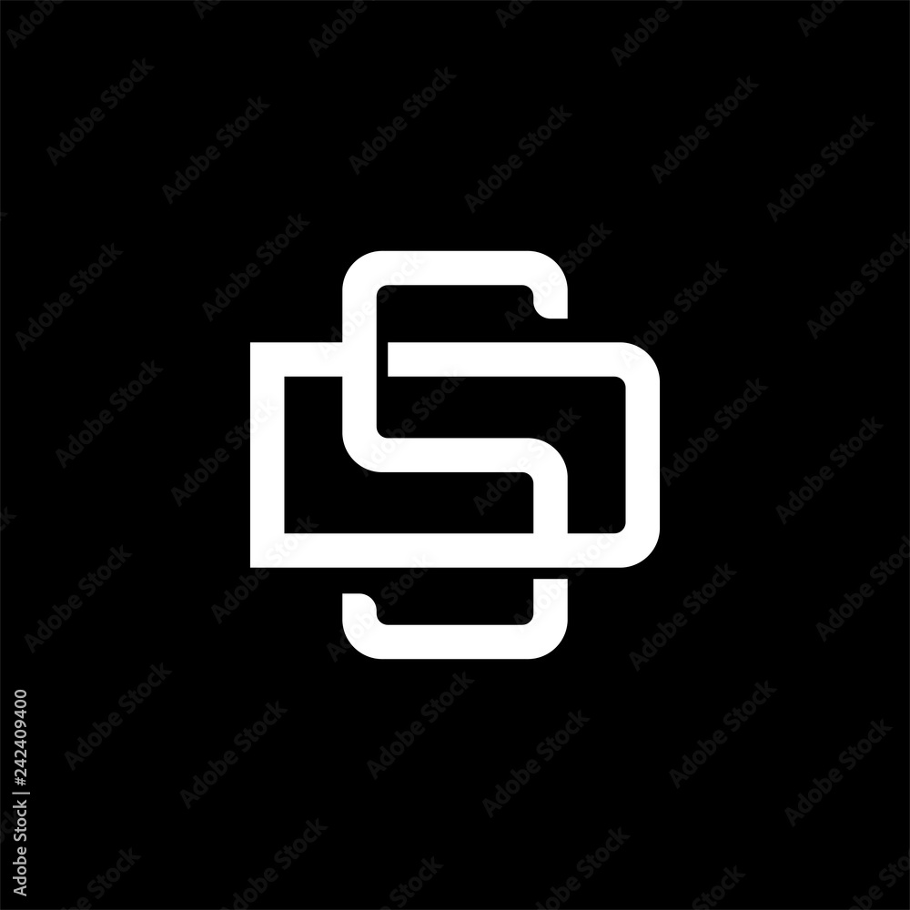 Initial letter D and S, DS, SD, overlapping interlock monogram logo, white color on black background Initial letter D and S, DS, SD, overlapping interlock monogram logo, white color on black background