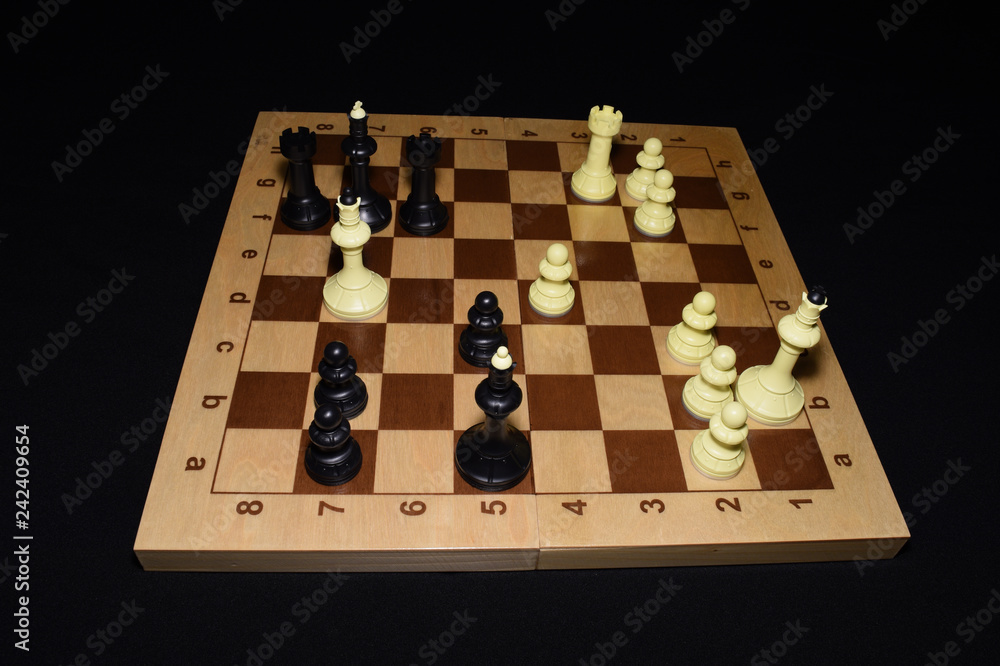 Chechered board and white pawns for sport theme Chechered board and white pawns for sport theme
