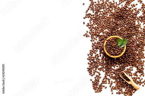 coffee bean on white table background top view mockup