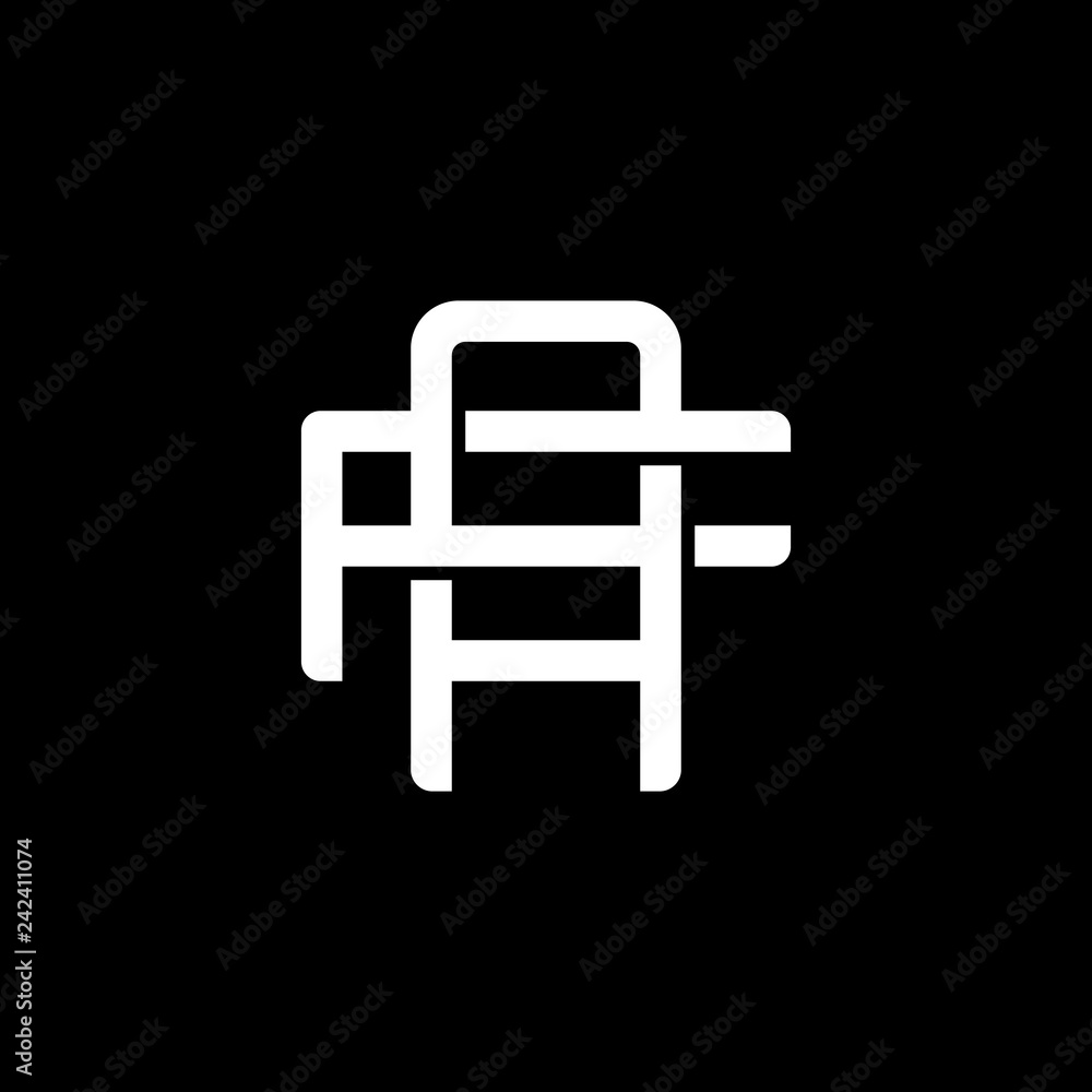 Initial letter F and A, FA, AF, overlapping interlock monogram logo, white color on black background Initial letter F and A, FA, AF, overlapping interlock monogram logo, white color on black background