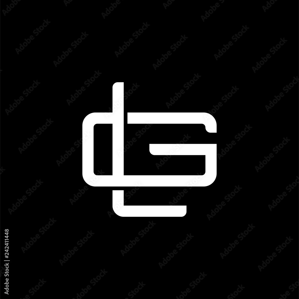 Initial letter G and L, GL, LG, overlapping interlock monogram logo, white color on black background Initial letter G and L, GL, LG, overlapping interlock monogram logo, white color on black background