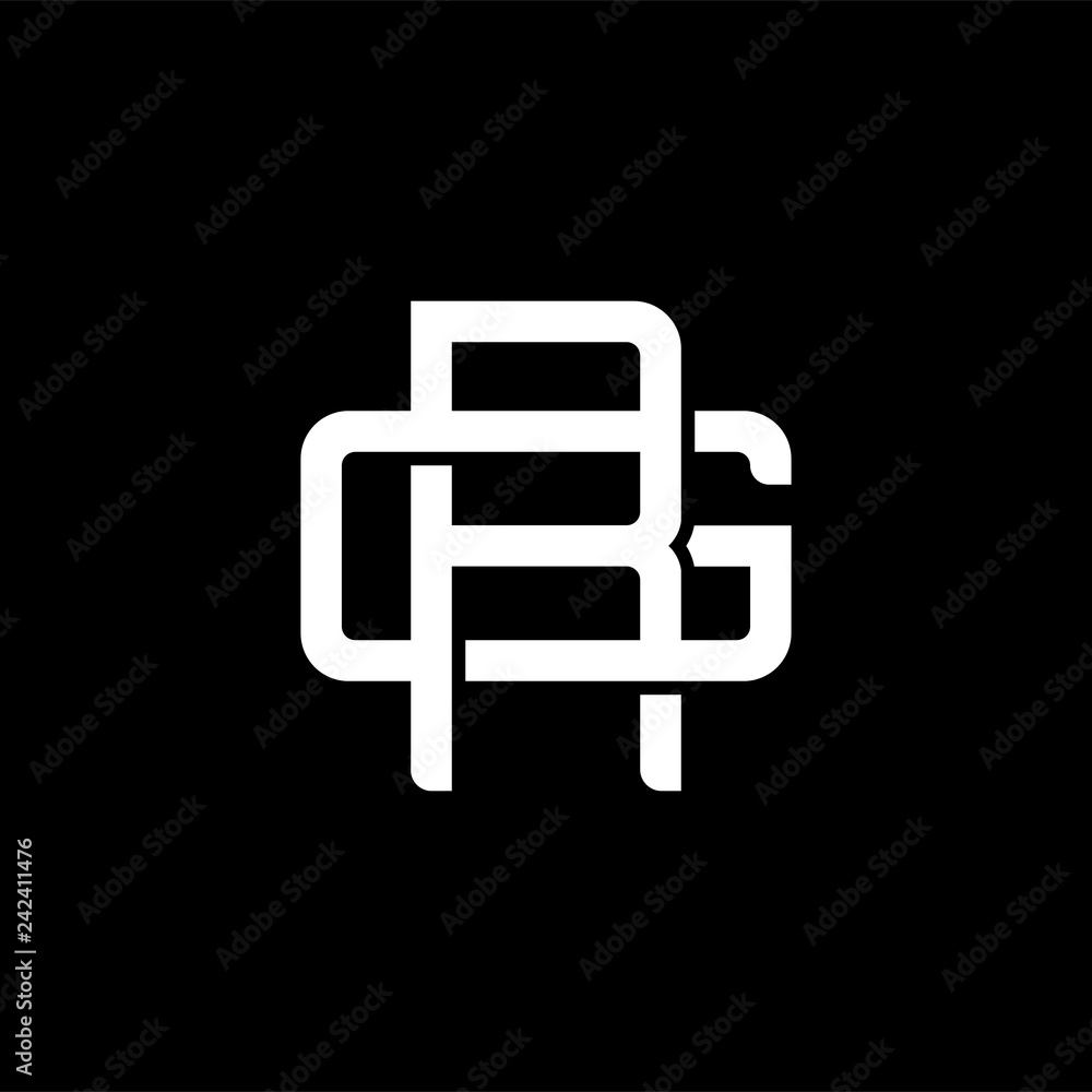 Initial letter G and R, GR, RG, overlapping interlock monogram logo, white color on black background Initial letter G and R, GR, RG, overlapping interlock monogram logo, white color on black background