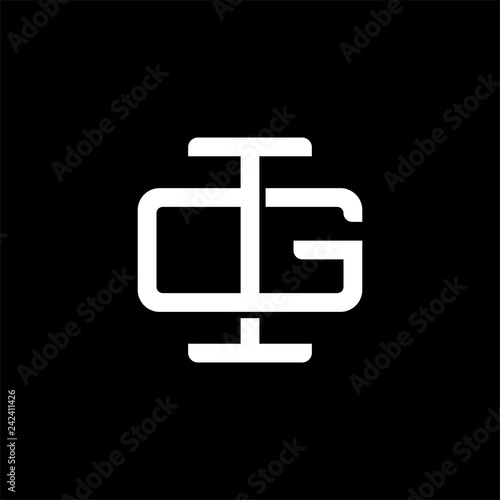 Initial letter G and I, GI, IG, overlapping interlock monogram logo, white color on black background