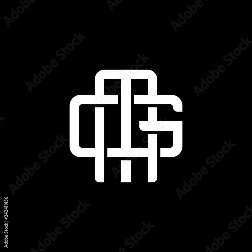 Initial letter G and M, GM, MG, overlapping interlock monogram logo, white color on black background