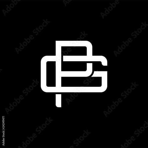 Initial letter G and P, GP, PG, overlapping interlock monogram logo, white color on black background