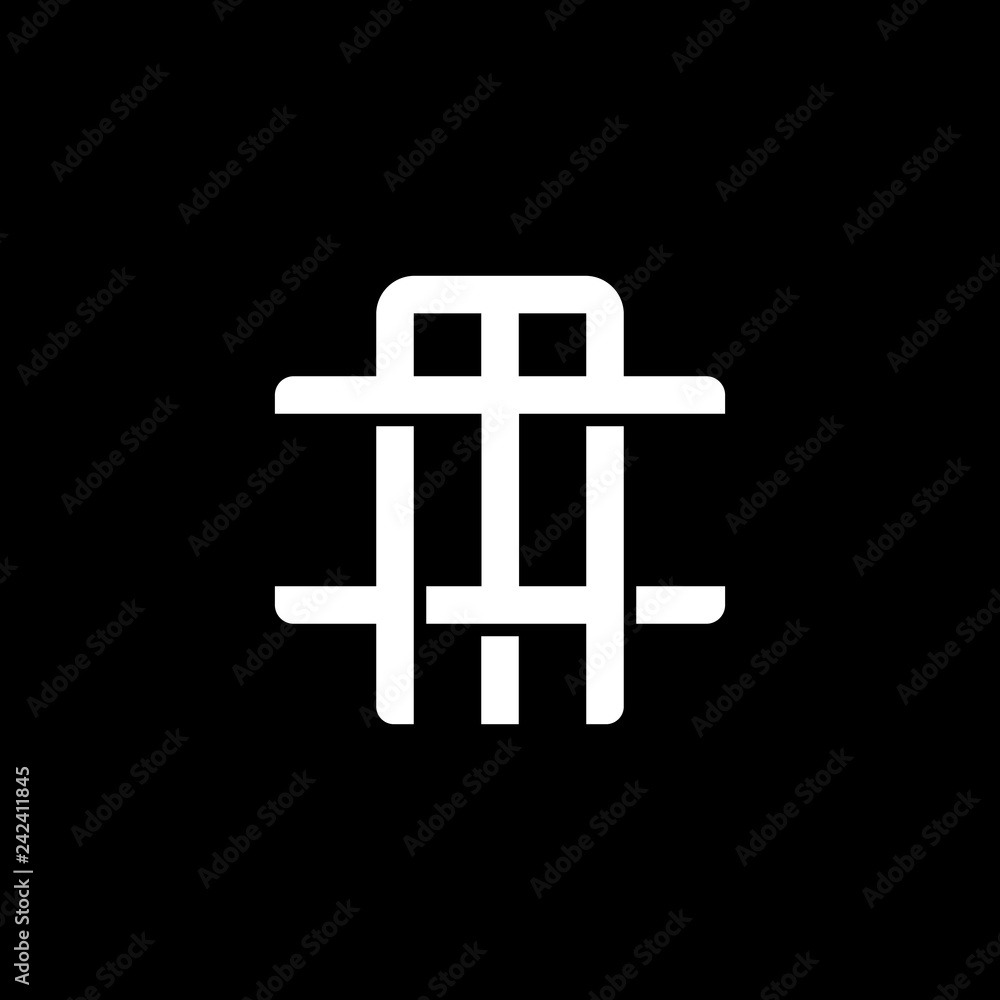 Initial letter I and M, IM, MI, overlapping interlock monogram logo, white color on black background