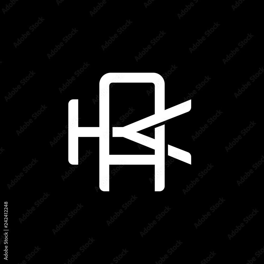 Initial letter K and A, KA, AK, overlapping interlock monogram logo, white color on black background Initial letter K and A, KA, AK, overlapping interlock monogram logo, white color on black background