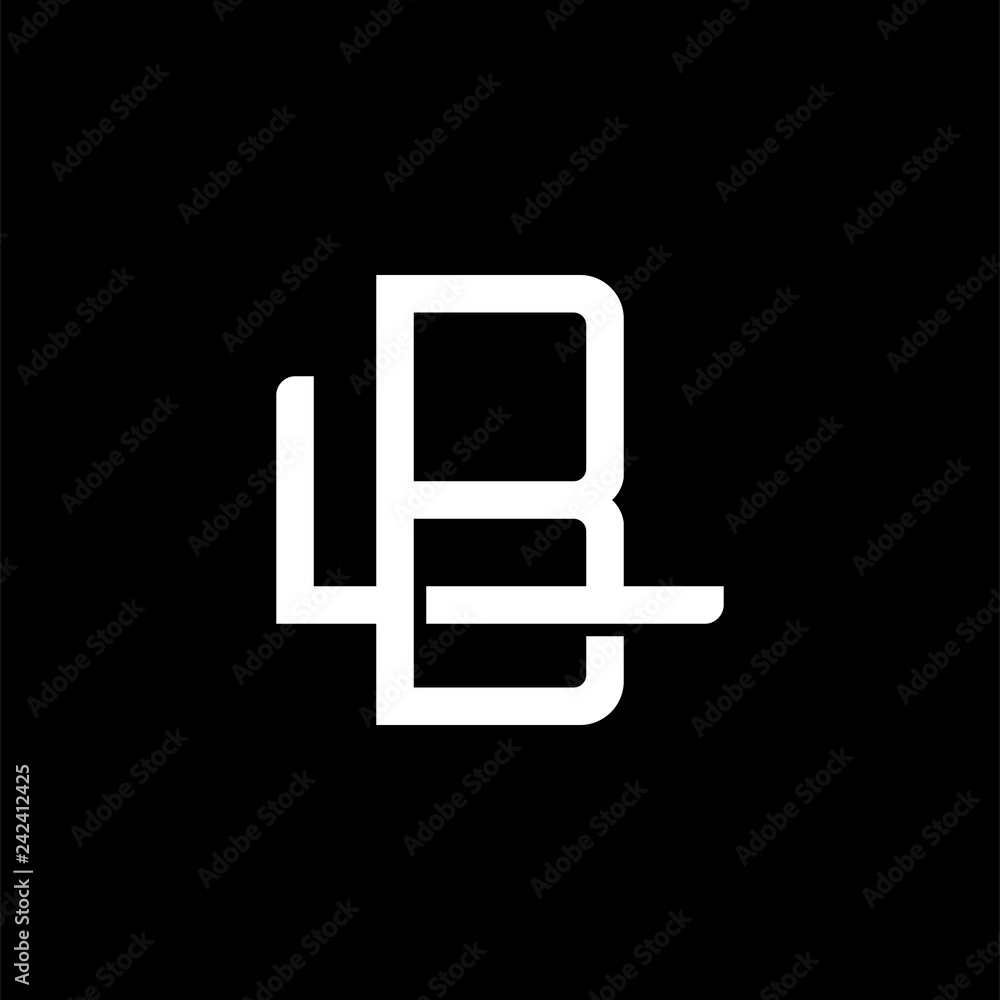 Initial letter L and B, LB, BL, overlapping interlock monogram logo, white color on black background Initial letter L and B, LB, BL, overlapping interlock monogram logo, white color on black background