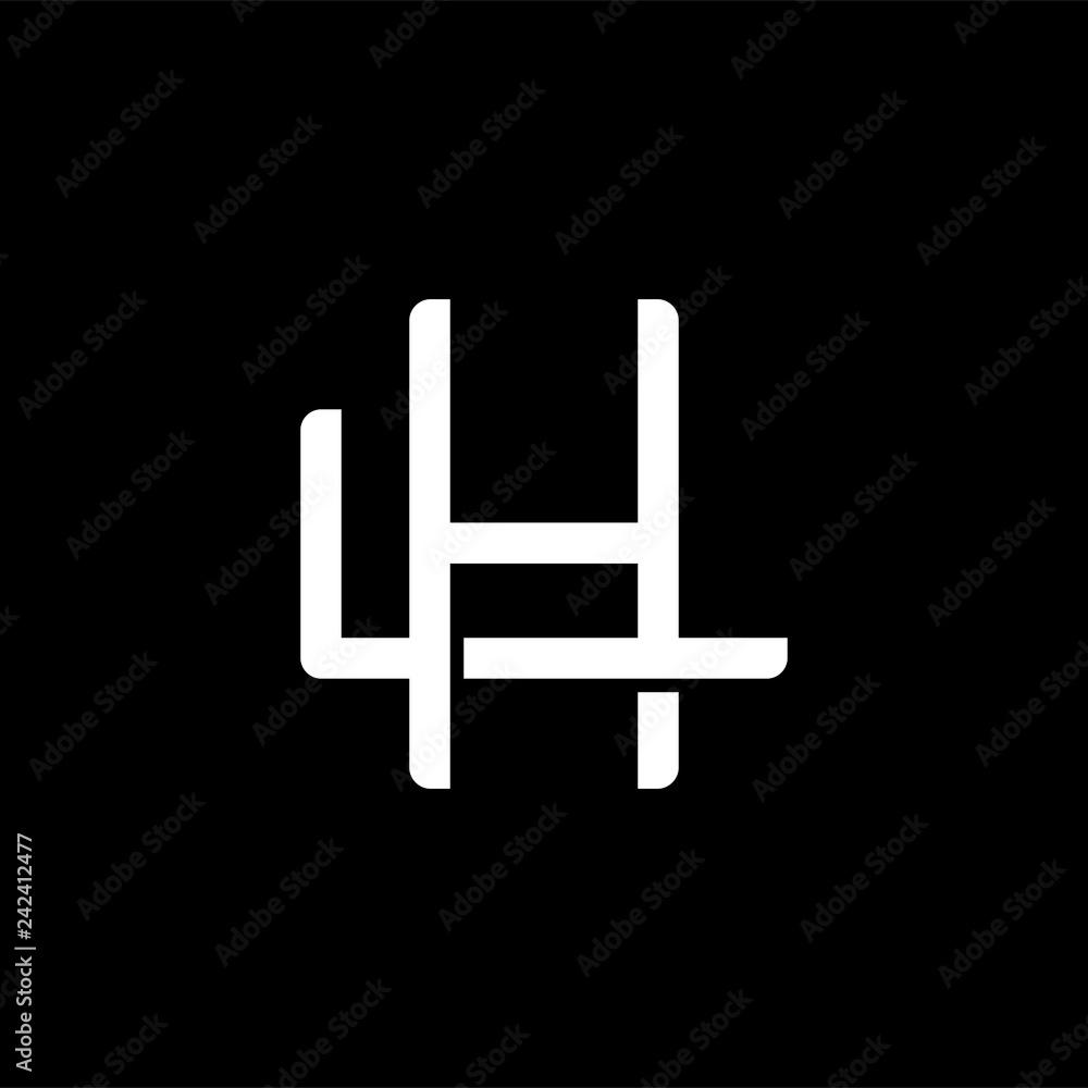 Initial letter L and H, LH, HL, overlapping interlock monogram logo, white color on black background Initial letter L and H, LH, HL, overlapping interlock monogram logo, white color on black background