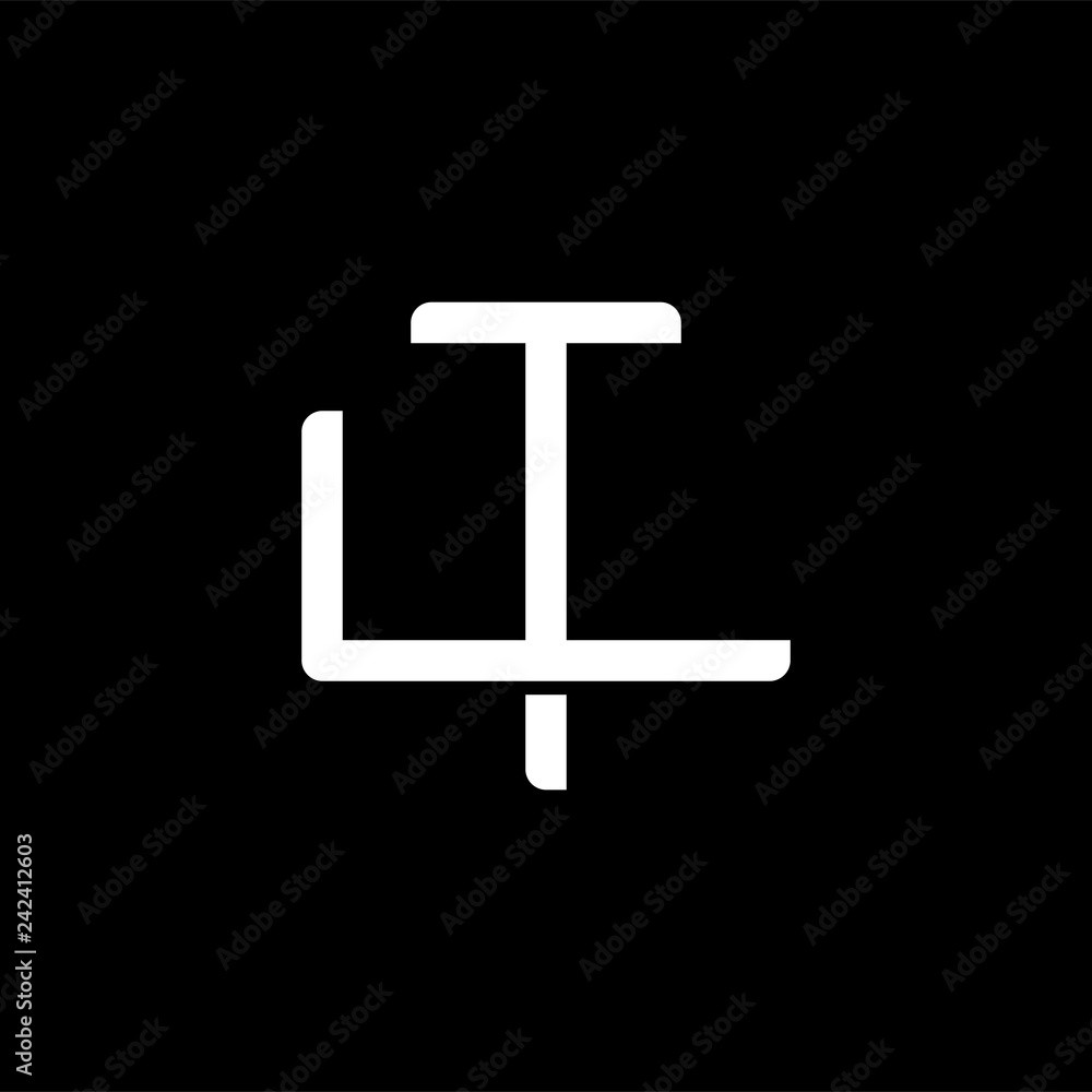 Initial letter L and T, LT, TL, overlapping interlock monogram logo, white color on black background Initial letter L and T, LT, TL, overlapping interlock monogram logo, white color on black background