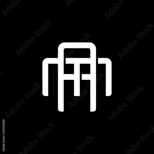 Initial letter M and A, MA, AM, overlapping interlock monogram logo, white color on black background