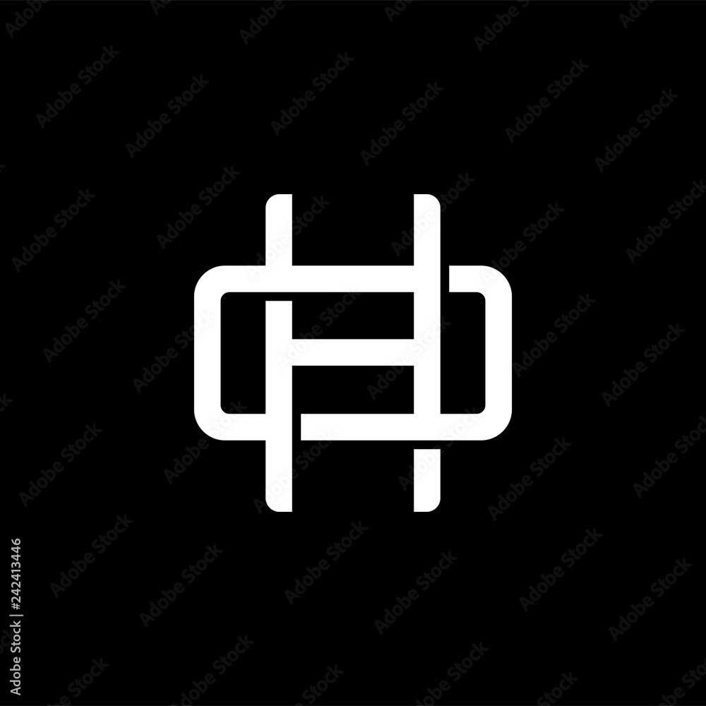 Initial letter O and H, OH, HO, overlapping interlock monogram logo, white color on black background Initial letter O and H, OH, HO, overlapping interlock monogram logo, white color on black background