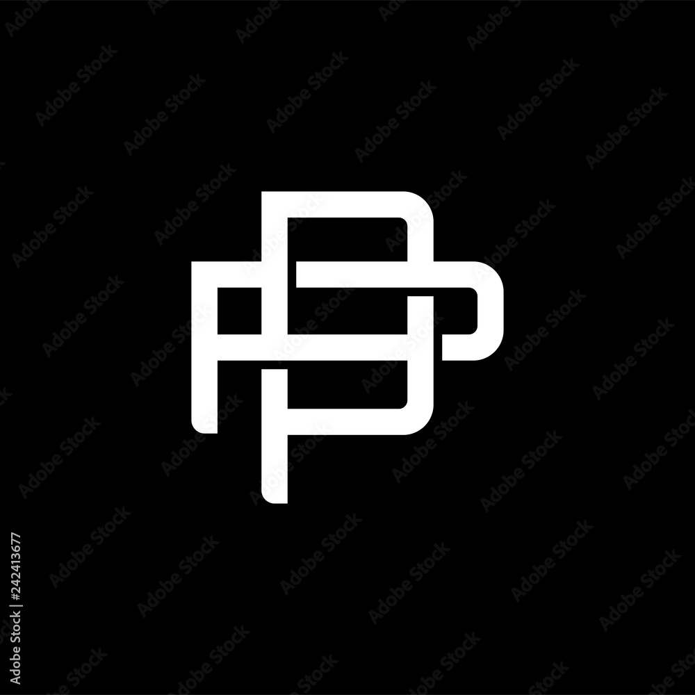 Initial letter P and P, PP, overlapping interlock monogram logo, white color on black background Initial letter P and P, PP, overlapping interlock monogram logo, white color on black background
