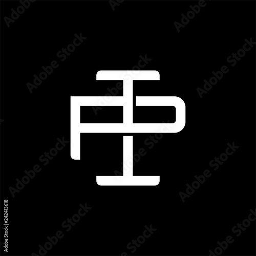 Initial letter P and I, PI, IP, overlapping interlock monogram logo, white color on black background