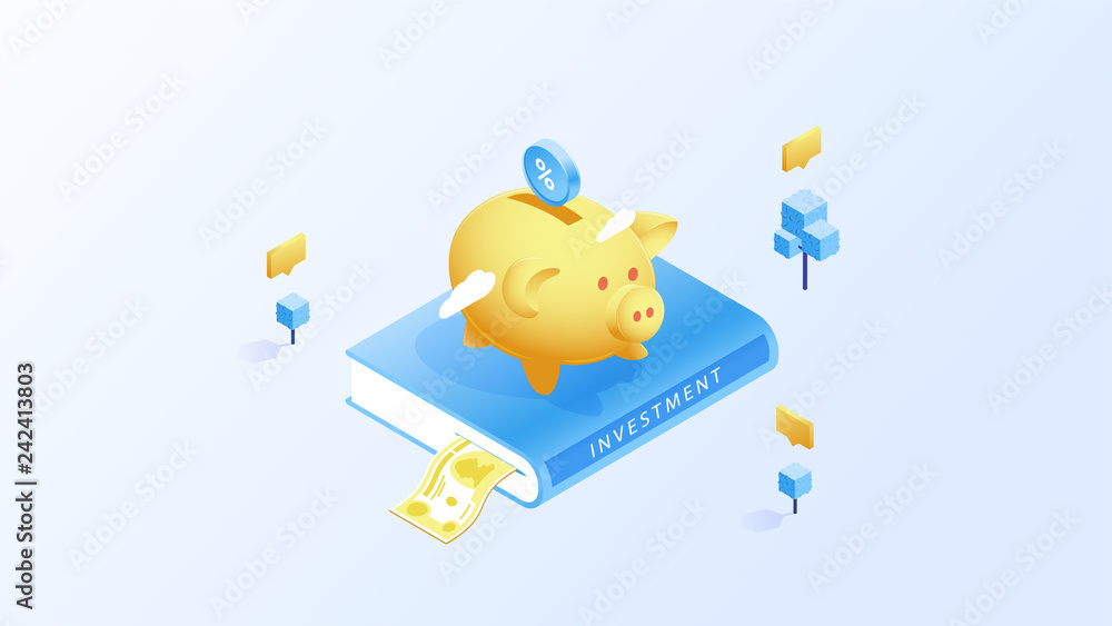 Fototapeta premium augmented expanded reality Concept. Investment guide, 3d isometric design. Vector illustration.