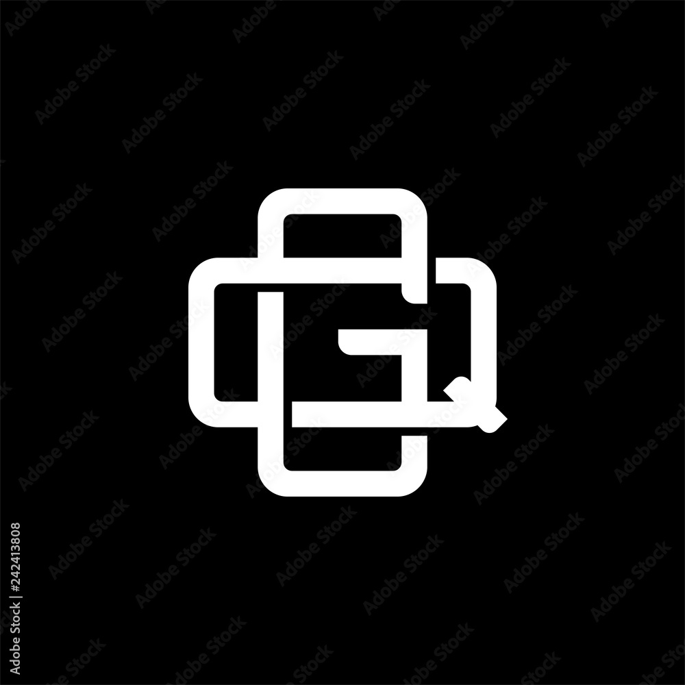 Initial letter Q and G, QG, GQ, overlapping interlock monogram logo, white color on black background Initial letter Q and G, QG, GQ, overlapping interlock monogram logo, white color on black background