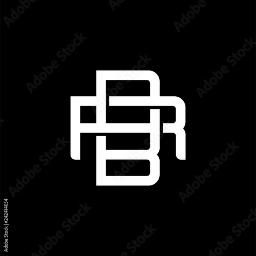 Initial letter R and B, RB, BR, overlapping interlock monogram logo, white color on black background