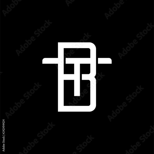 Initial letter T and B, TB, BT, overlapping interlock monogram logo, white color on black background