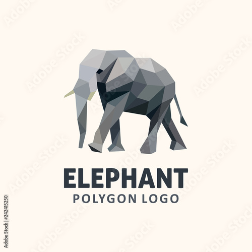 Elephant low poly logo design