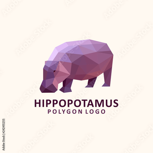 Hippopotamus low poly logo design