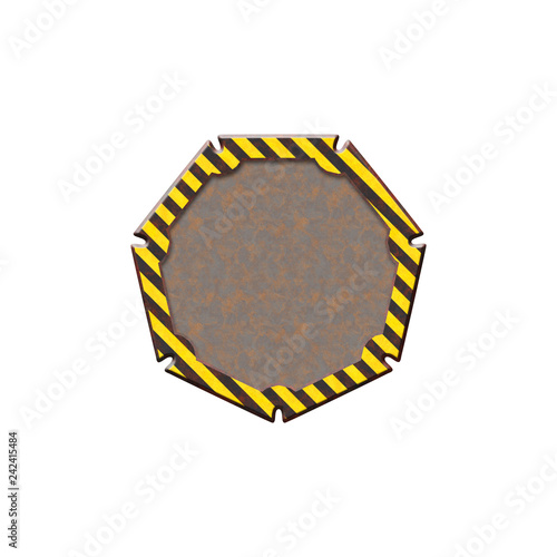 Metal badge with warning st...