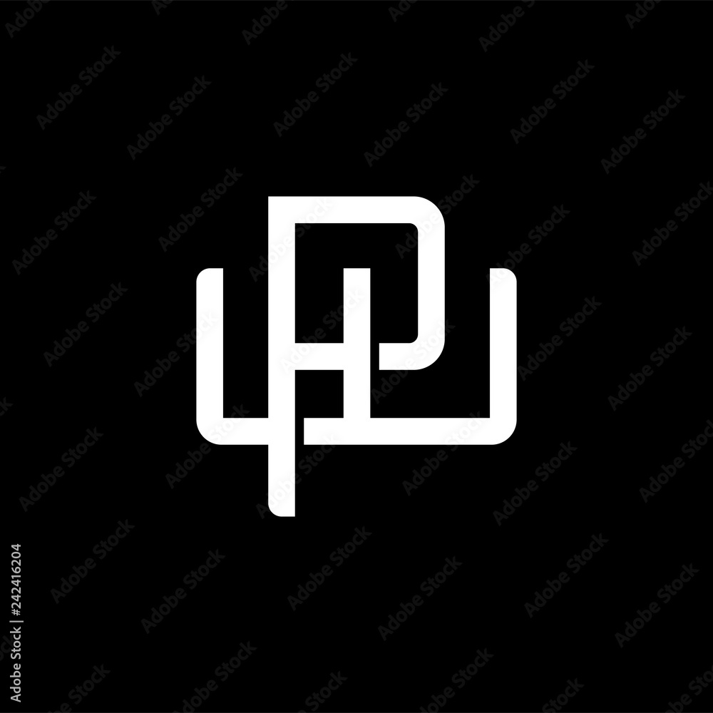 Initial letter W and P, WP, PW, overlapping interlock monogram logo, white color on black background Initial letter W and P, WP, PW, overlapping interlock monogram logo, white color on black background