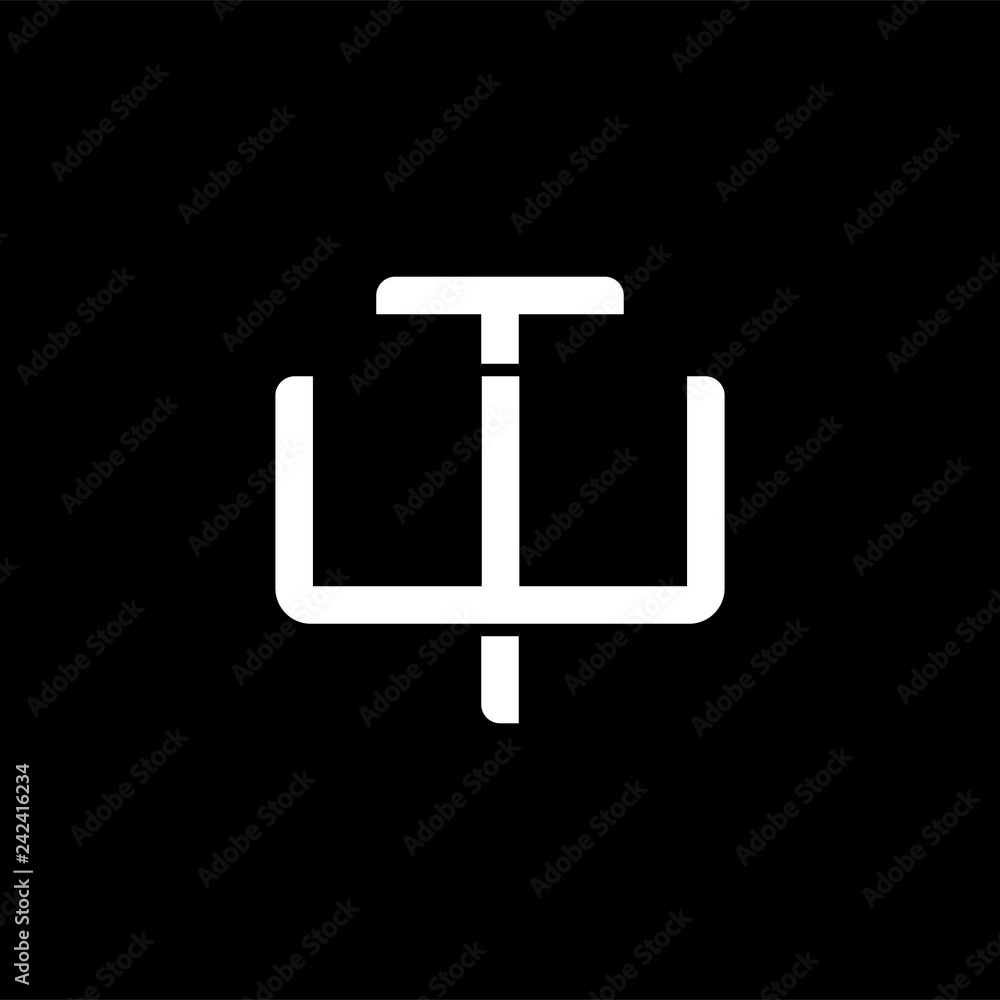 Initial letter W and T, WT, TW, overlapping interlock monogram logo, white color on black background Initial letter W and T, WT, TW, overlapping interlock monogram logo, white color on black background