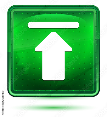 Upload icon neon light green square button