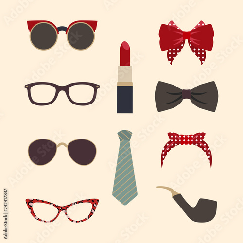 Woman accessories photo booth props vector