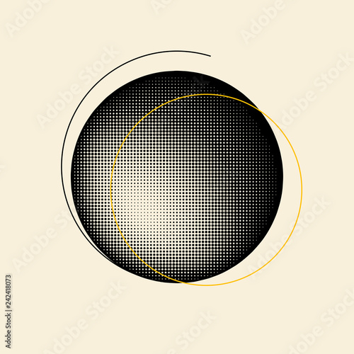 Black vintage halftone badge on beige background vector