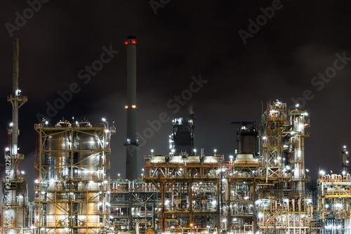 Petrochemical plant at night.