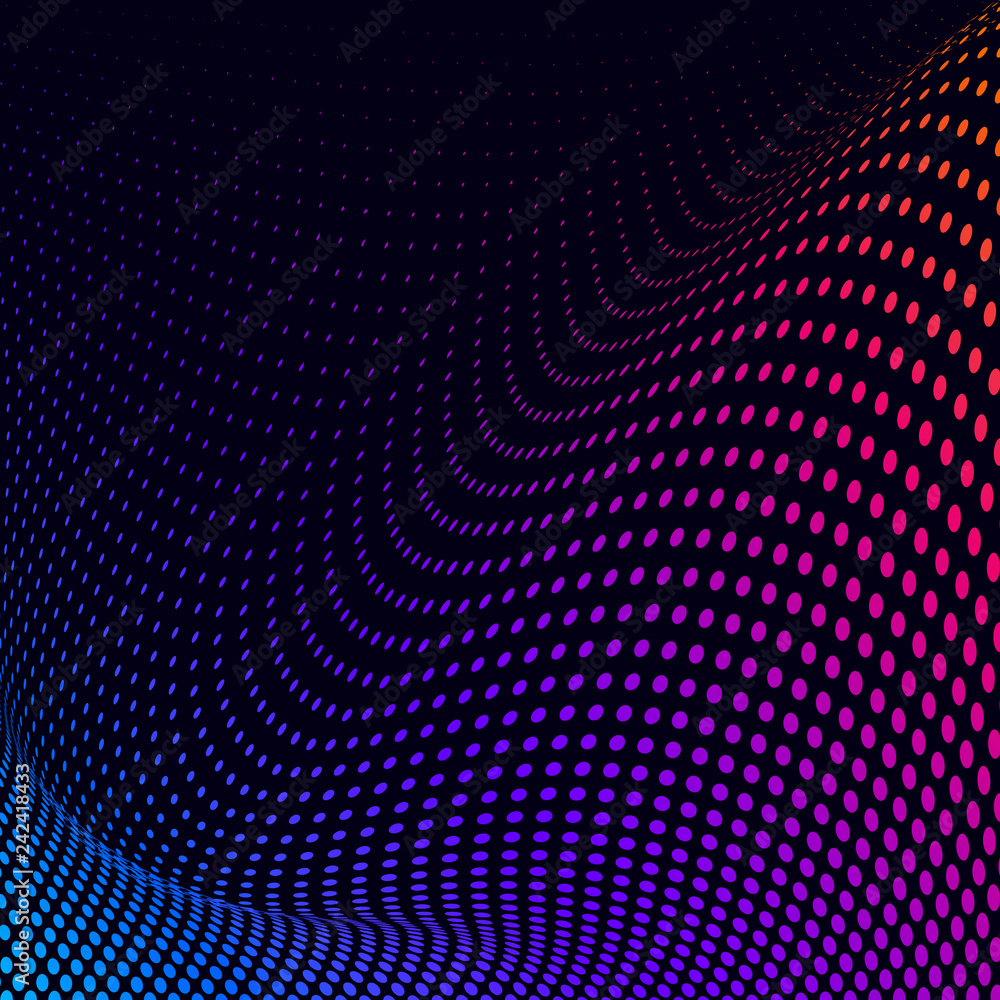 Vibrant halftone on black background vector Vibrant halftone on black background vector