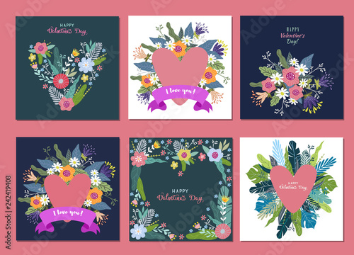 Happy Valentines Day. Set of Design elements for card, poster, banner, and other use. Vector
