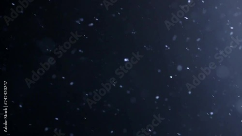 The small flying particles in emptiness. Falling snow.