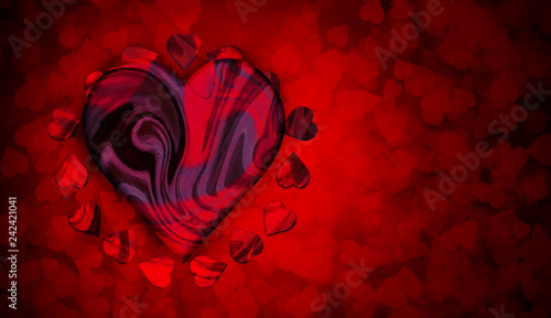 Digital art red hearts background for copy space