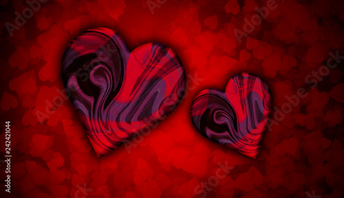 Red digital pattern Hearts for Valentine's Day Background. photo