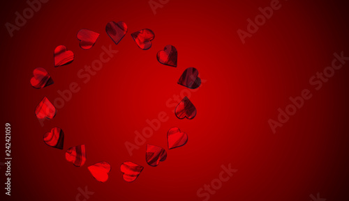 Red pattern Hearts on isolated background for copy space . photo